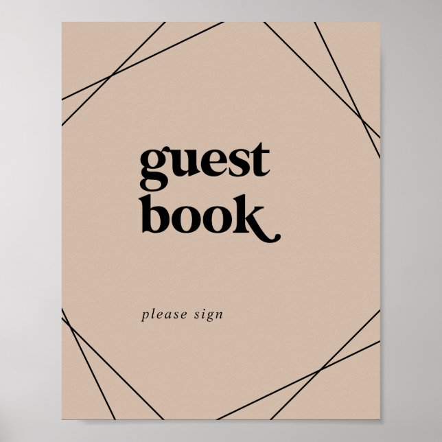 Modern Geometric | Orange Guest Book Sign (Front)
