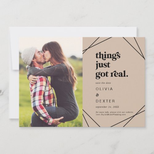 Modern Geometric Orange Things Just Got Real Photo Save The Date