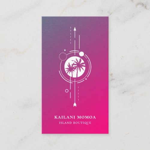 Modern Geometric Palm Tree Beach Logo Business Car Business Card