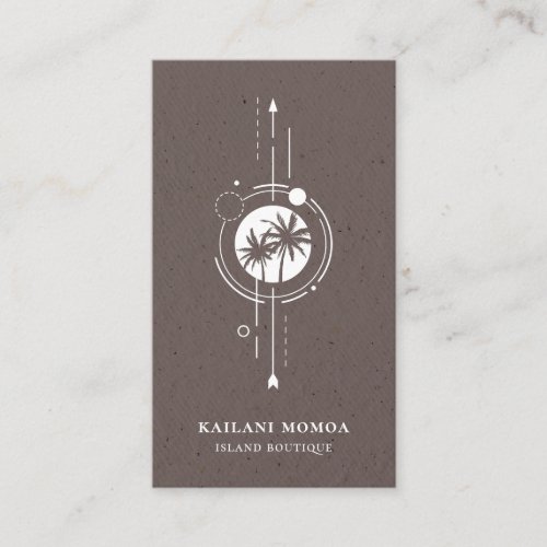 Modern Geometric Palm Tree Beach Logo Business Car Business Card