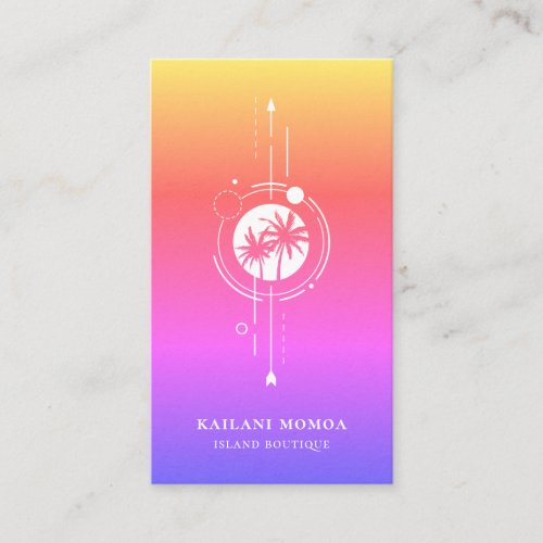 Modern Geometric Palm Tree Beach Logo Business Car Business Card