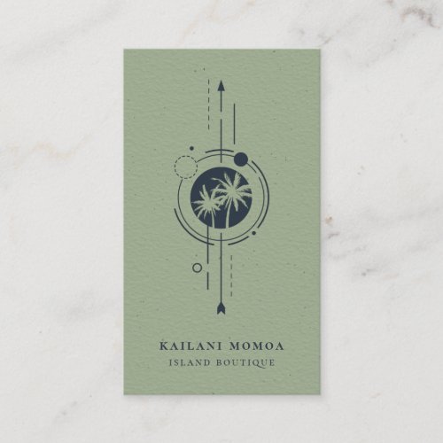 Modern Geometric Palm Tree Beach Logo Business Card