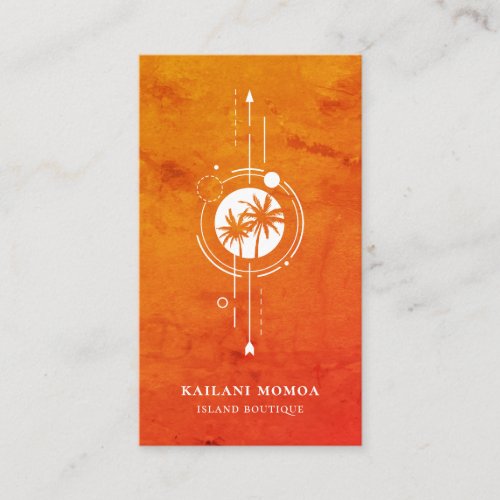 Modern Geometric Palm Tree Beach Logo Business Card