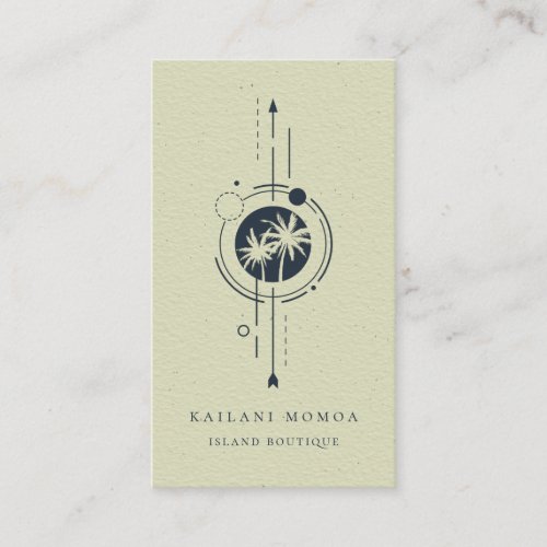 Modern Geometric Palm Tree Beach Logo Business Card