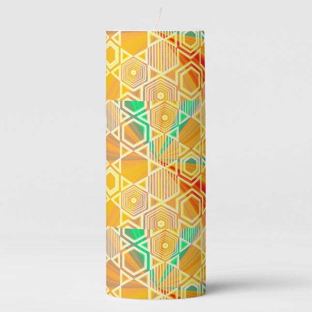 Modern Geometric Pastel Vintage Kitchen Towel Pillar Candle (Front)