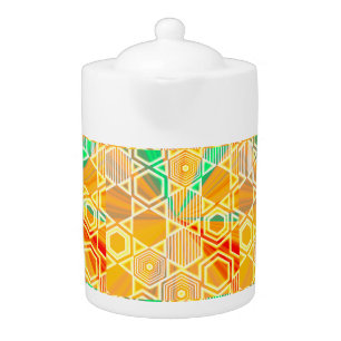 Modern Geometric Pastel Vintage Kitchen Towel Teapot