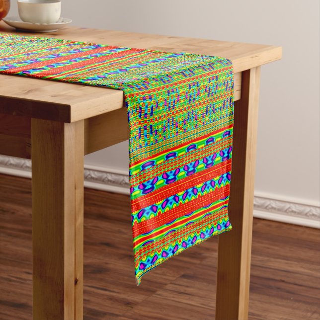Modern Geometric Pastel Vintage  Short Table Runner (In Situ)