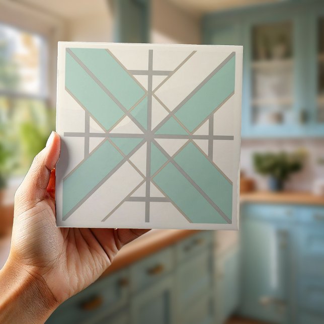 Modern Geometric Pat#8 Sea Green ID1078 Ceramic Tile (Creator Uploaded)