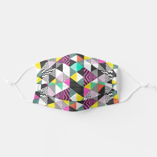 Modern Geometric Patchwork Abstract Triangles Adult Cloth Face Mask (Front, Unfolded)