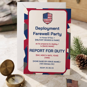 Modern Geometric Patriotic Military Deployment Invitation