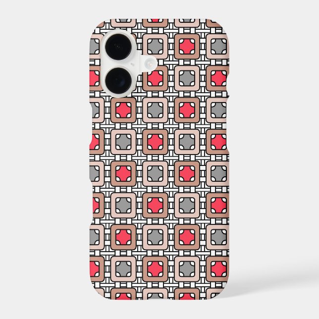 modern geometric pattern art deco gray red, beige  iphone case (Back)