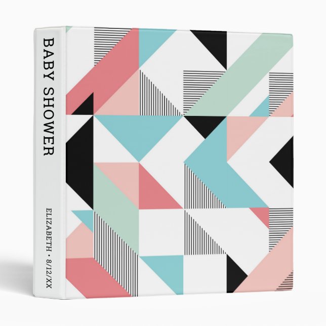 Modern Geometric Pattern | Baby Shower 3 Ring Binder (Front/Spine)