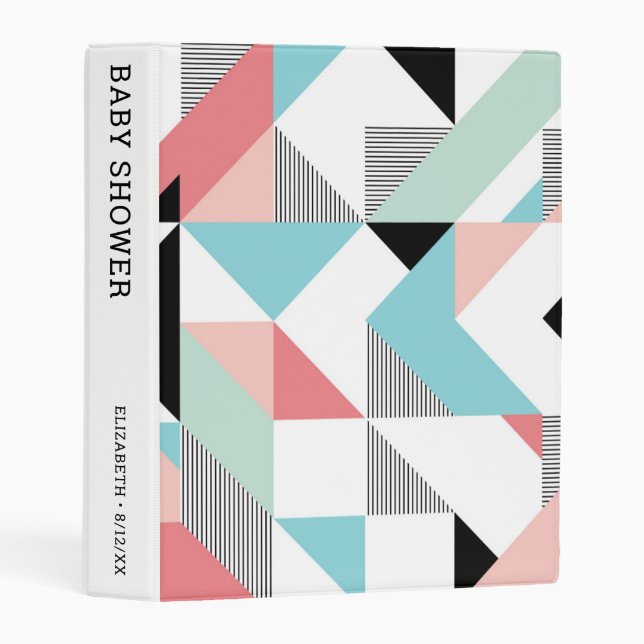 Modern Geometric Pattern | Baby Shower Mini Binder (Front/Spine)