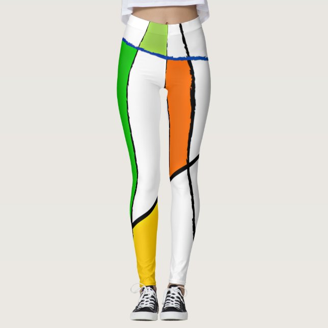 Modern Geometric Pattern Bright Colors Leggings (Front)