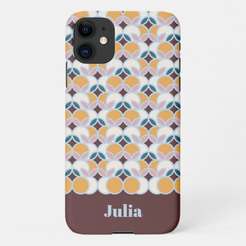 Modern Geometric Pattern Burgundy Circles iPhone 11 Case