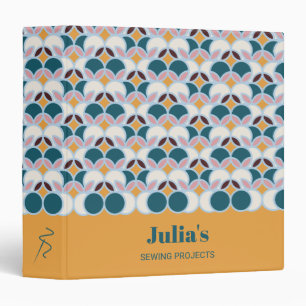 Modern Geometric Pattern Circles Orange Sewing 3 Ring Binder