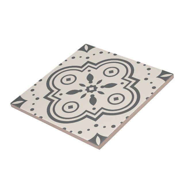 Modern Geometric Pattern Decorative Black White Ceramic Tile (Side)