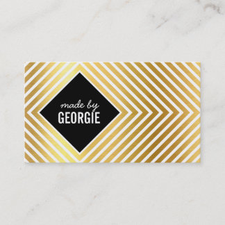 MODERN GEOMETRIC PATTERN diamond black white gold Business Card