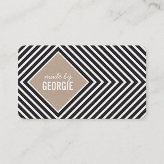MODERN GEOMETRIC PATTERN diamond black white kraft Business Card