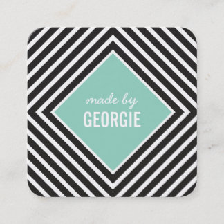 MODERN GEOMETRIC PATTERN diamond black white mint Square Business Card