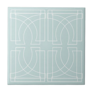 Modern Geometric Pattern Dusty Blue Ceramic Tile