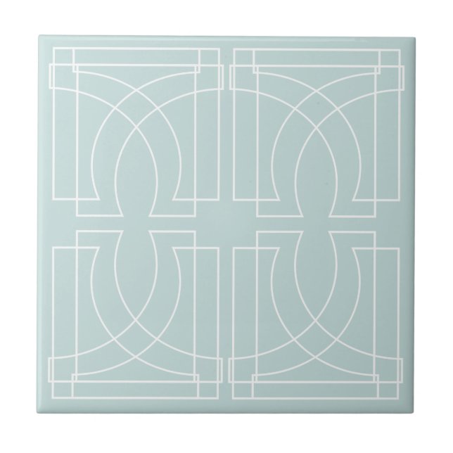 Modern Geometric Pattern Dusty Blue Ceramic Tile (Front)