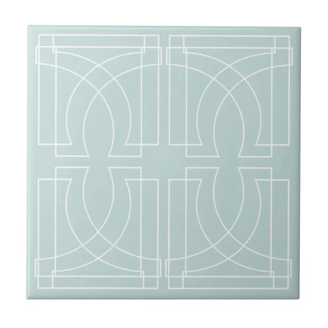 Modern Geometric Pattern Dusty Blue Ceramic Tile | Zazzle