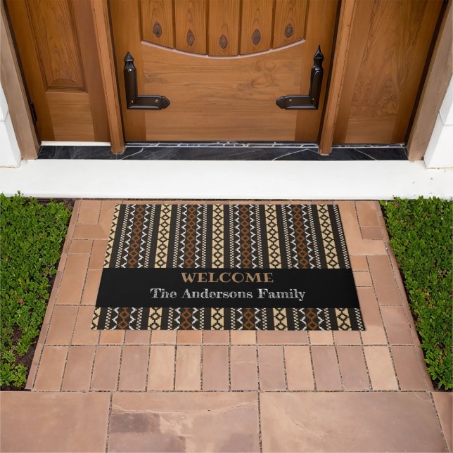 Modern Geometric Pattern Earth Tones Welcome  Doormat (Outdoor)