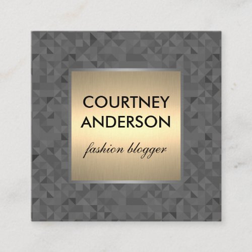 Modern Geometric Pattern Gold Metallic Square Business Card