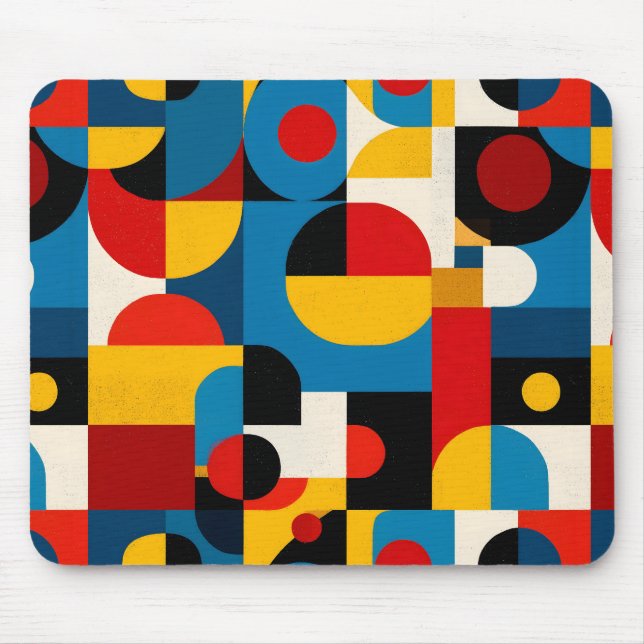 Modern Geometric Pattern in Bauhaus Style Mouse Pad (Front)
