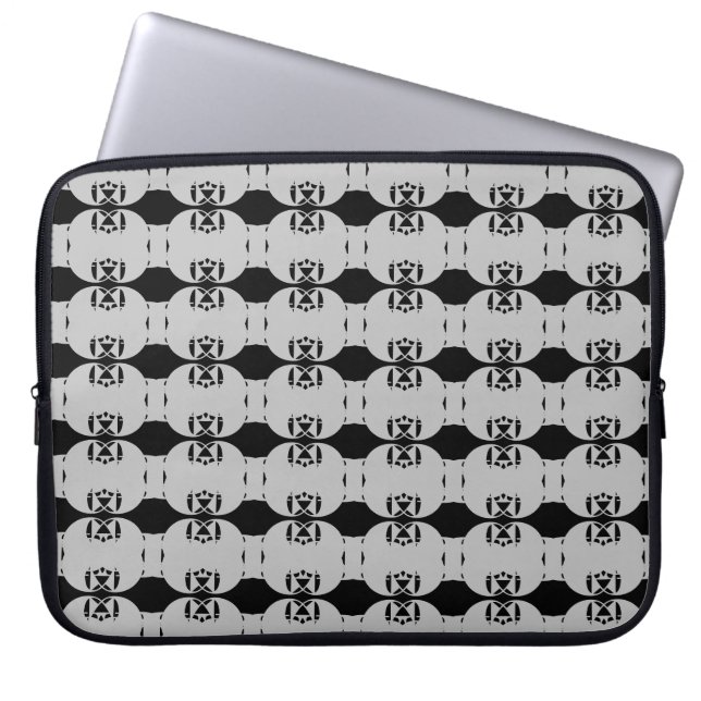 Modern Geometric Pattern in Black & Light Gray Laptop Sleeve (Front)