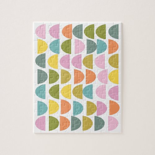 Modern Geometric Pattern in Cute Spring Colors Jigsaw Puzzle
