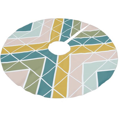 Modern Geometric Pattern in Pastel Earth Tones Brushed Polyester Tree Skirt