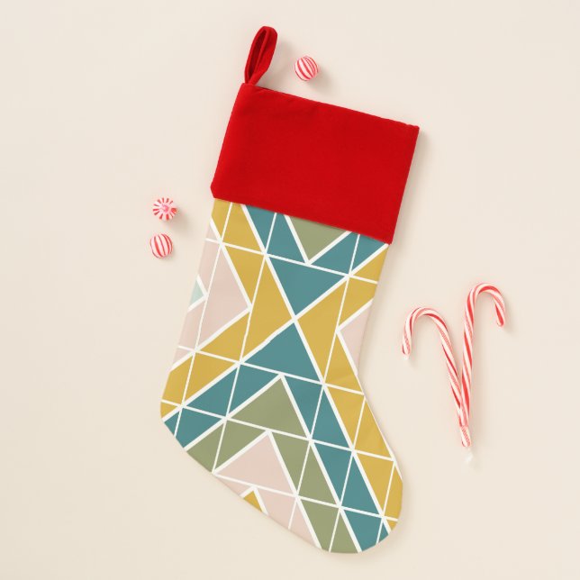 Modern Geometric Pattern in Pastel Earth Tones Christmas Stocking (Front)