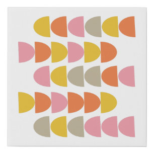 Modern Geometric Pattern in Pink Yellow Orange Faux Canvas Print