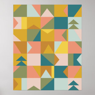 Modern Geometric Pattern in Pretty Earth Tones Poster