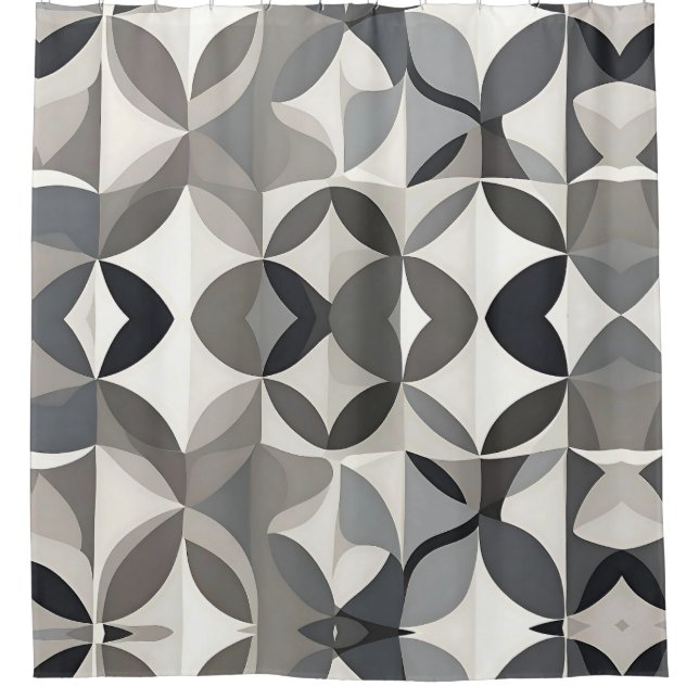 Modern Geometric Pattern in Shades of Grey Shower Curtain (Front)