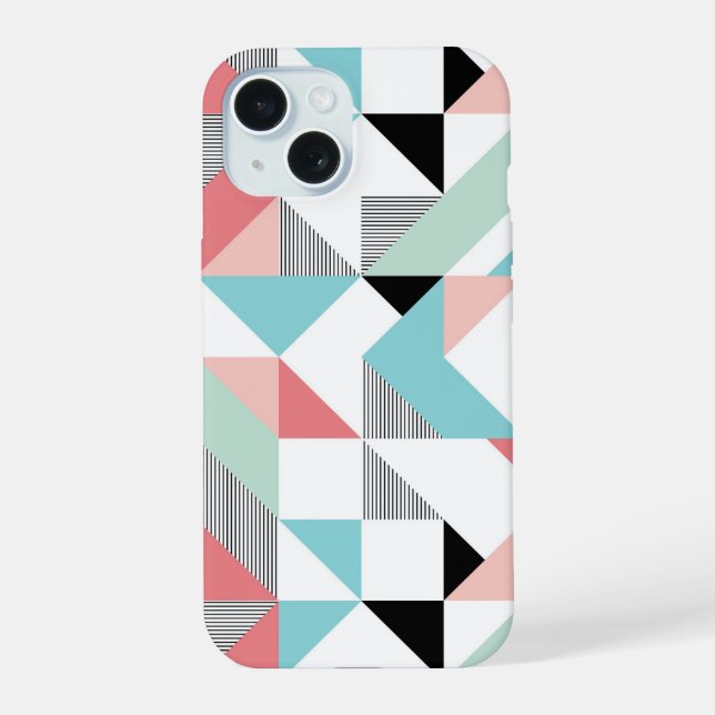 Modern Geometric Pattern iPhone 15 Case (Back)
