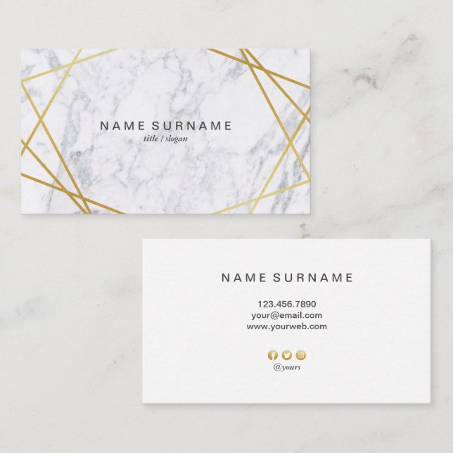 Modern Geometric Pattern Marble Business Card (Front/Back)