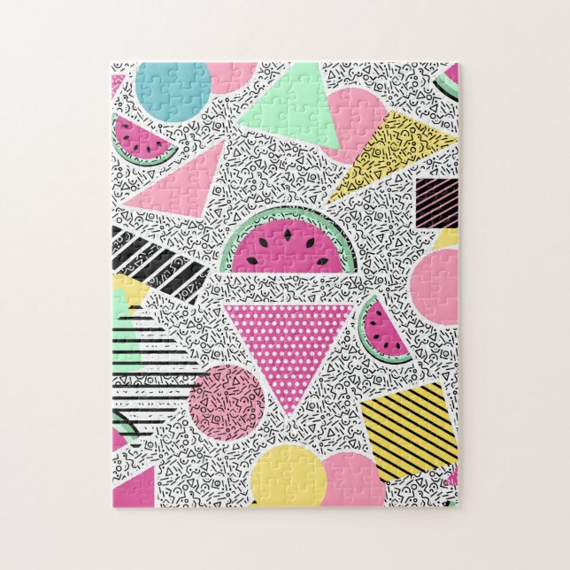 Modern geometric pattern Memphis patterns inspired Jigsaw Puzzle (Vertical)