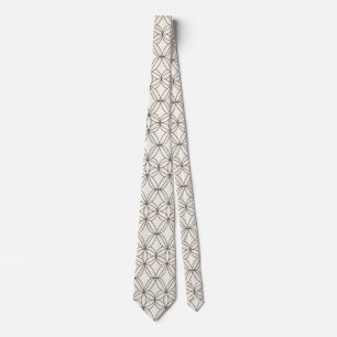 Modern Geometric Pattern Minimalist Cream &Black Neck Tie
