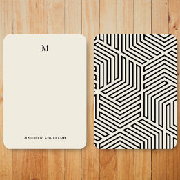 Modern Geometric Pattern Monogram Stationery Note Card