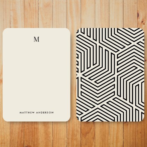 Modern Geometric Pattern Monogram Stationery Note Card