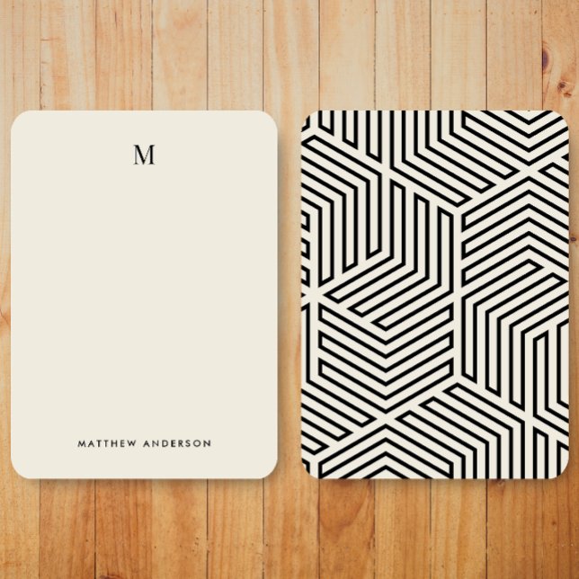 Modern Geometric Pattern Monogram Stationery Note Card (Creator Uploaded)