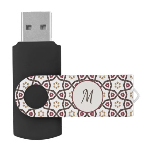 Modern Geometric Pattern Monogram USB Flash Drive