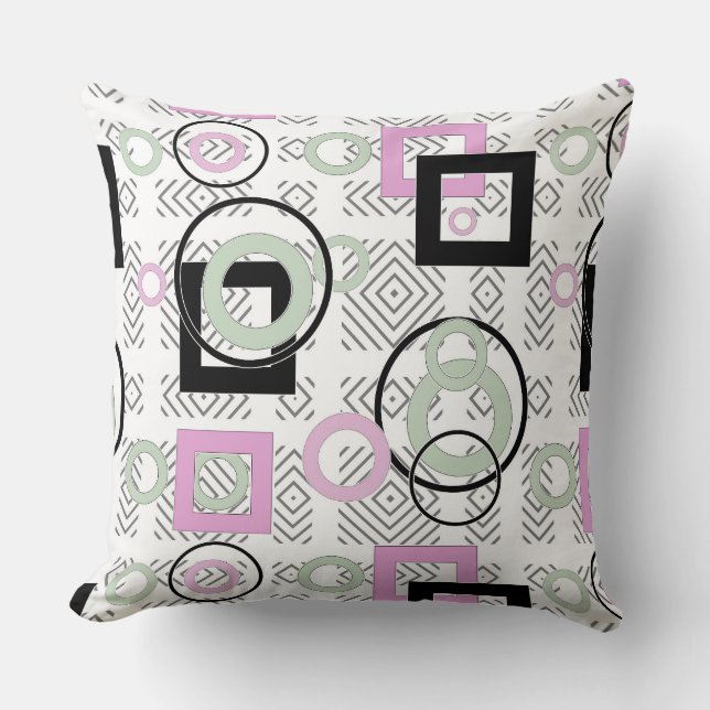 Modern geometric pattern multicolored throw pillow (Front)