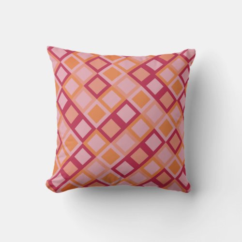 Modern Geometric Pattern Orange Magenta Throw Pillow
