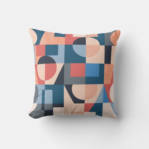 Modern Geometric Pattern Peach Pink White Blue 