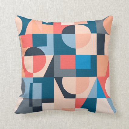 Modern Geometric Pattern Peach Pink White Blue 
