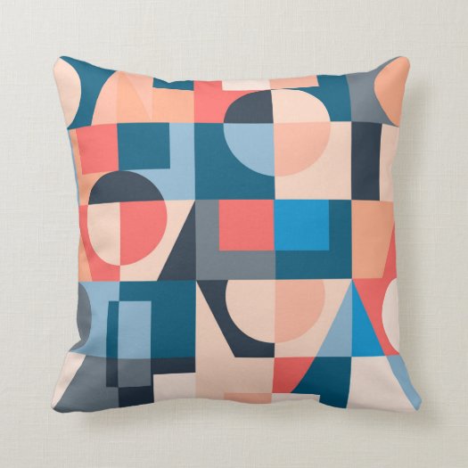 Modern Geometric Pattern Peach Pink White Blue 